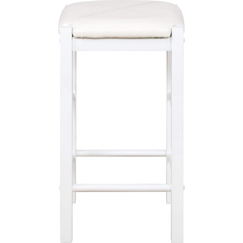 Lancer 3 Piece Counter Dining Set in White Faux Marble, Wood & Leatherette